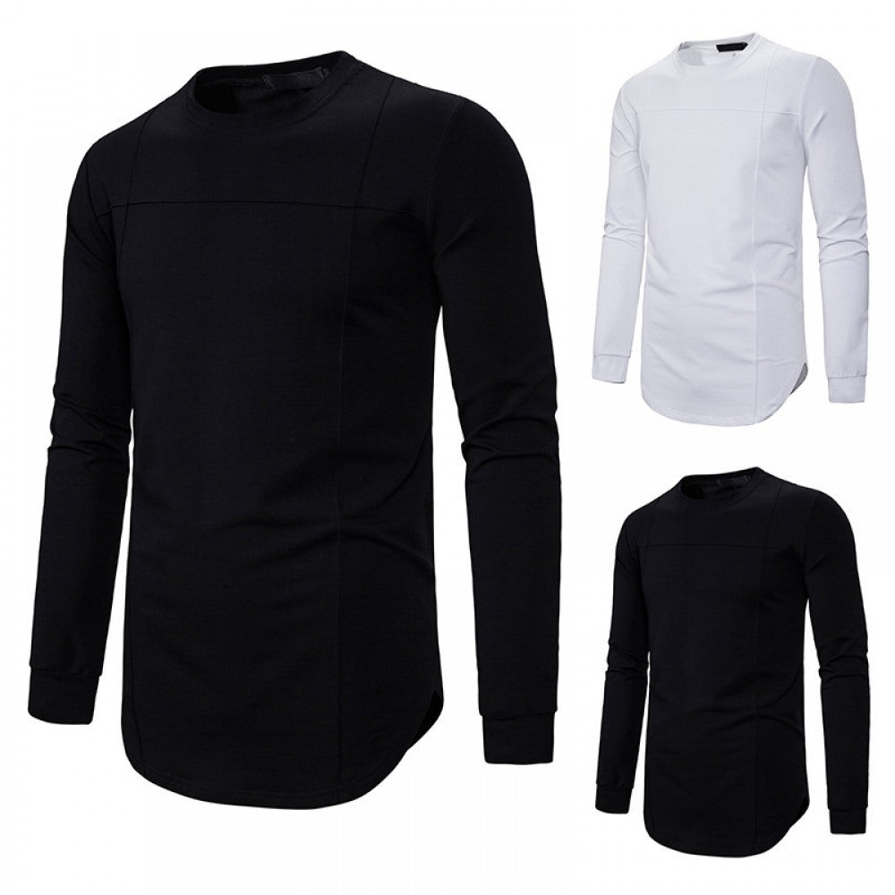 Men's Round Neck Loose Trendy  Long-Sleeved T-Shirt
