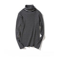 Men's Retro Black and White Striped  Base Layer High Neck T-shirt