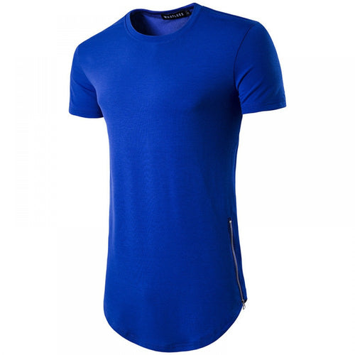 Men's High Street Style Double Zipper Long Round Neck T-Shirt